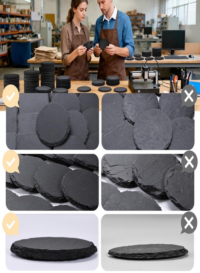 MAPRIAL 24 PCS Slate Drink Coasters Bulk, MAPRIAL 4 Inch Round Black Rustic Stone Coasters, Laser Engraving Blanks with Anti-Scratch Backing for Engraver, Wedding, Gifts, Home Decor, Bar - Image 3